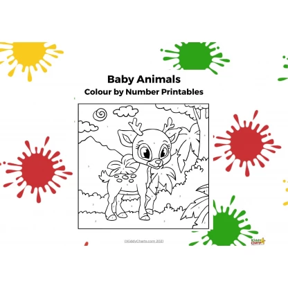 Color by number printable book: Baby animals - Image 2