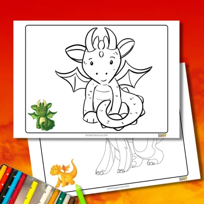 Dragon coloring pages: Dragon copy and colour