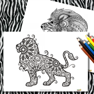 Lion coloring pages: Lion Mandala