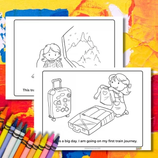 Train coloring pages: First train journey easy reader