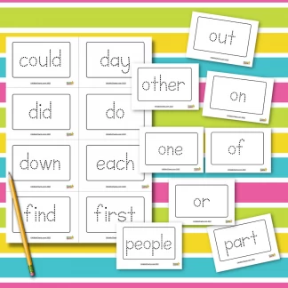 Sight word worksheets flashcards: Tracing sight word flashcards