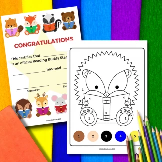 Color by numbers book: Reading buddies color by number
