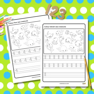 Number tracing ideas: 1-15 sea creatures number tracing