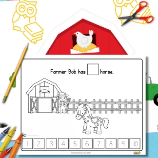 Kindergarten worksheets: On The farm