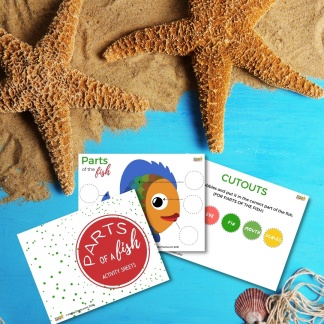Kids science worksheets: Parts of a fish activity