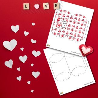 Printable favor boxes with hearts and scrabble letter
