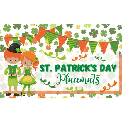 St Patricks Day placemats cover sheet with shamrocks and Irish kids